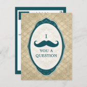 I mustache you a questionヴィンテージフレーム インビテーションポストカード (正面/裏面)
