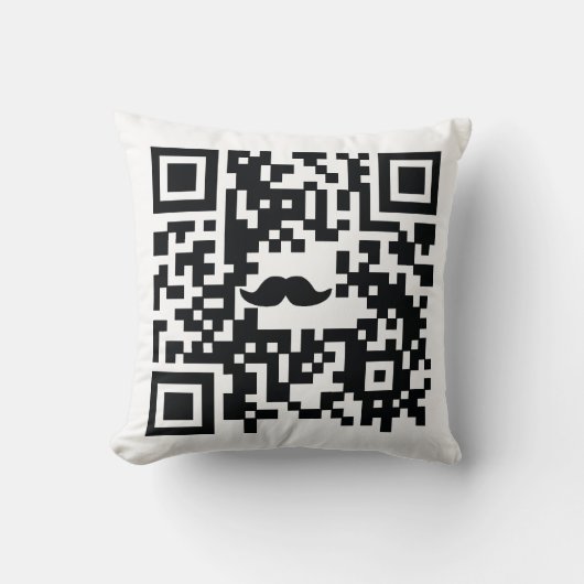"I mustache you a question" QRコード枕 クッション (正面)