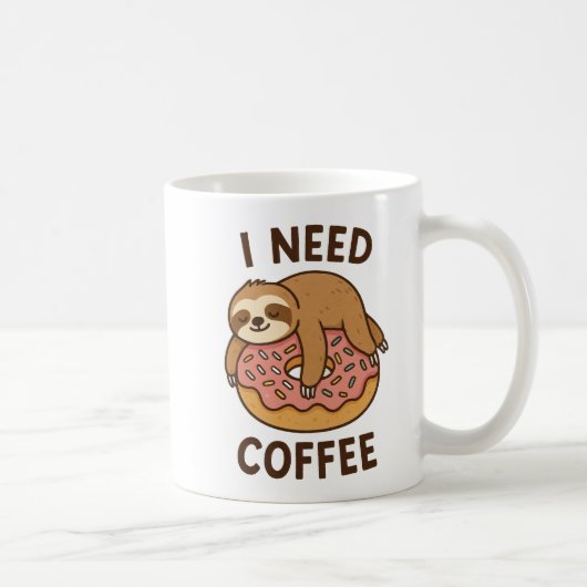 I Need a Coffee Cute Illustration Funny Coffee, コーヒーマグカップ (右)