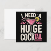 I Need a Huge Cocktail Adult Joke Funny Drinking 招待状 (正面/裏面)