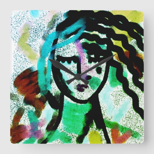 I Need a Vacaオリジナル抽象芸術アート スクエア壁時計 (正面)