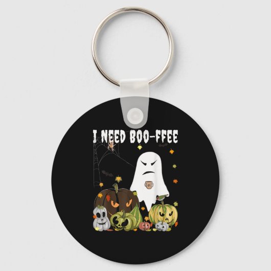 I Need Boo-ffee Ghost Jack-o-lantern Coffee Lover キーホルダー (正面)