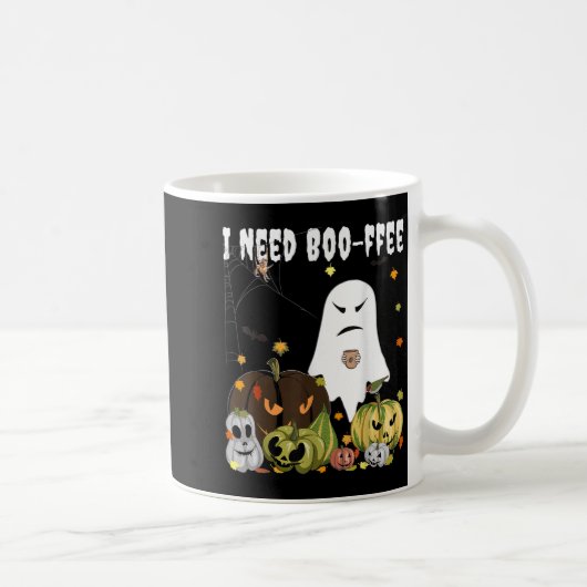 I Need Boo-ffee Ghost Jack-o-lantern Coffee Lover コーヒーマグカップ (右)