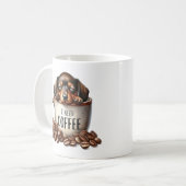 I Need Coffee - カップの中の子犬 コーヒーマグカップ (正面左)