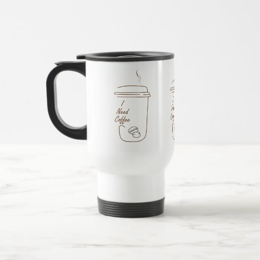 I Need Coffee Cute Doodle Mug トラベルマグ (左)