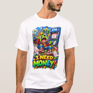I NEED MONEY – おもしろカエルATM Tシャツ