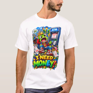 I NEED MONEY – おもしろカエルATM Tシャツ