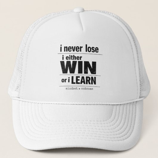 I Never Lose I Either Win Or Learn Motivational キャップ (正面)
