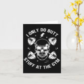 I Only Do Butt-stuff At The Gym Funny Skeleton Bod カード (黄色い花)