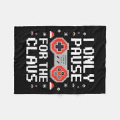 I Only Pause For The Claus Retro Video Game Christ フリースブランケット (正面(横))