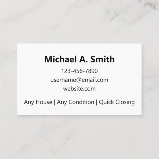 I Pay Cash for Houses 名刺 (裏面)