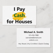 I Pay Cash for Houses 名刺 (正面/裏面)