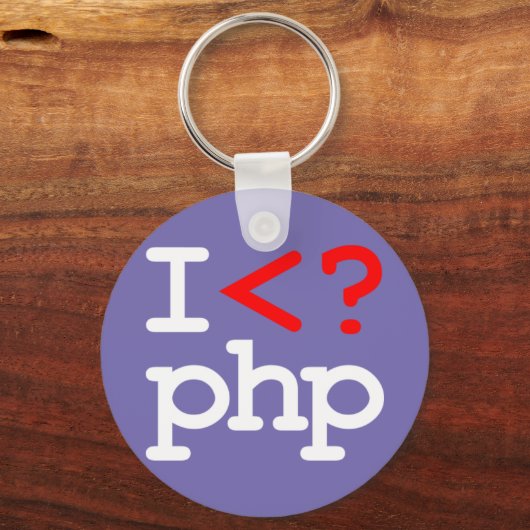 "I <?php" - PHPが大好き キーホルダー (正面)