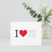 I ♥ Pi – Minimalist Pi Day Greeting Card ポストカード (スタンド正面)