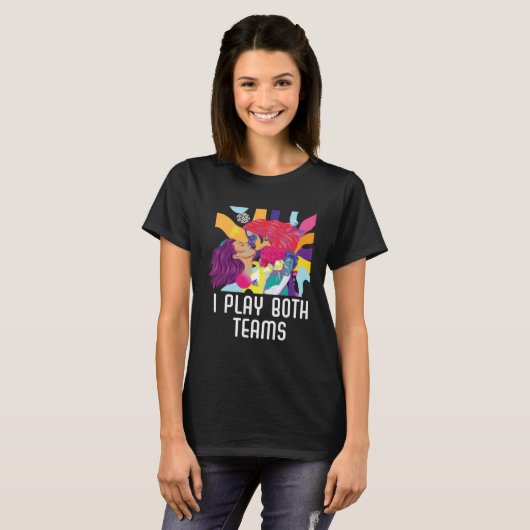 I Play Both Teams Bisexual Pride Bisexuality LGBTQ Tシャツ (正面フル)
