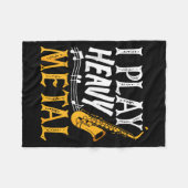 I Play Heavy Metal Saxophone Saxophonist  フリースブランケット (正面(横))