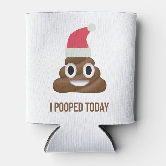 I Pooped Today Funny Brown Emoji Christmas Hat   缶クーラー (正面)