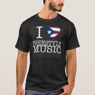 I PRのハートのフリースタイル音楽黒 Tシャツ