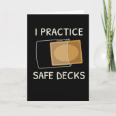 I Practice Safe Decks Trading Card Game Pun Humor カード (正面)