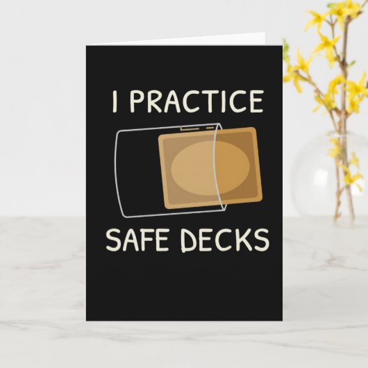 I Practice Safe Decks Trading Card Game Pun Humor カード (黄色い花)
