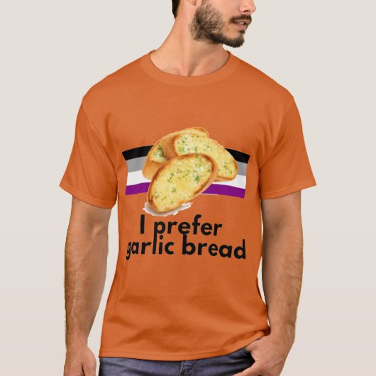 I Prefer Garlic Bread Aseual Pride retro Tシャツ (正面)