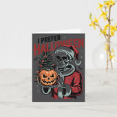 I Prefer Halloween Christmas Creepy Cute Skeleton  カード (黄色い花)