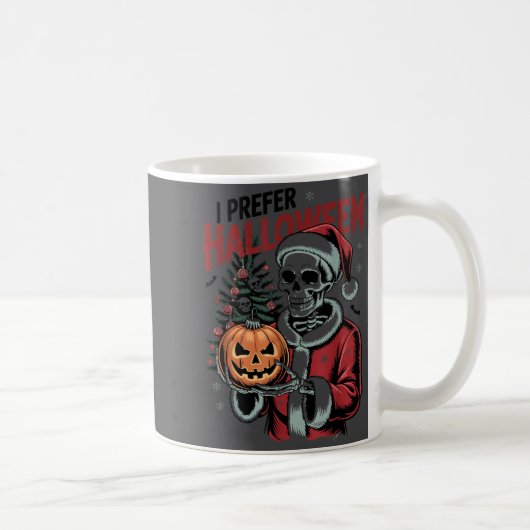 I Prefer Halloween Christmas Creepy Cute Skeleton コーヒーマグカップ (右)