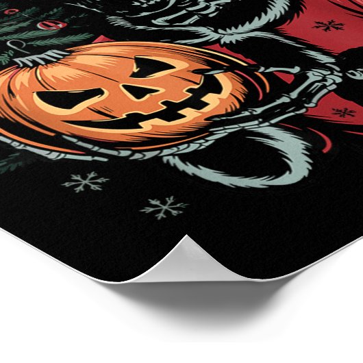 I Prefer Halloween Christmas Creepy Cute Skeleton  ポスター (角)