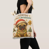  I Pugging Love Christmas Tote Bag トートバッグ (クローズアップ)