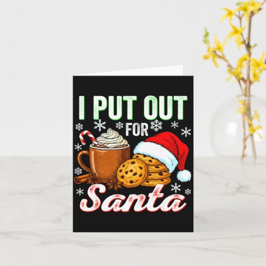 I Put Out For Santa Funny Xmas Christmas Couple Ma カード (黄色い花)