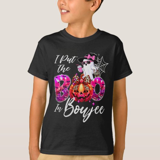 I Put The Boo In Boujee Cute Leopard Boujie Ghost  Tシャツ (正面)