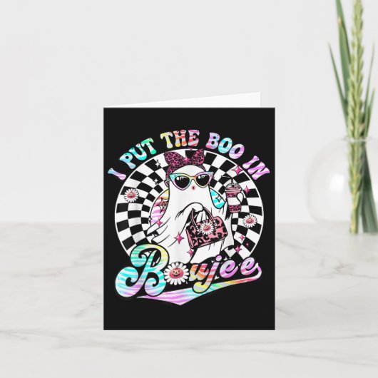 I Put The Boo In Boujee Fantôme Rétro Zèbre Léopar カード (正面)