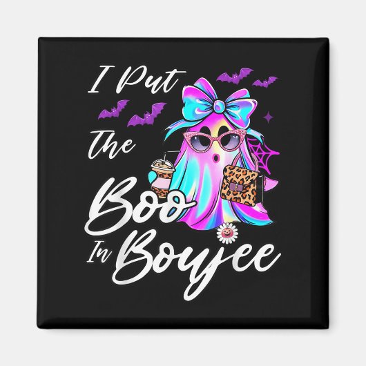 I Put The Boo In Boujee Funny Leopard Boujie Ghost マグネット (正面)