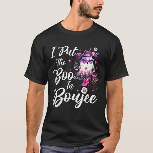 I Put The Boo in Boujee Lace Ghost Funny Leopard H Tシャツ (正面)
