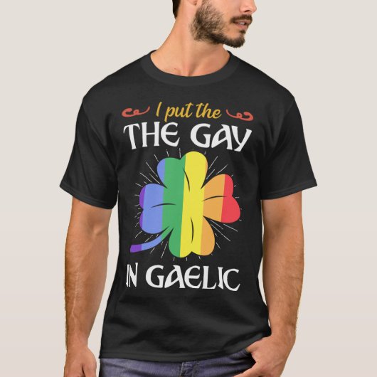 I Put The Gay In Gaelic St Patricks Day Shamrock L Tシャツ (正面)
