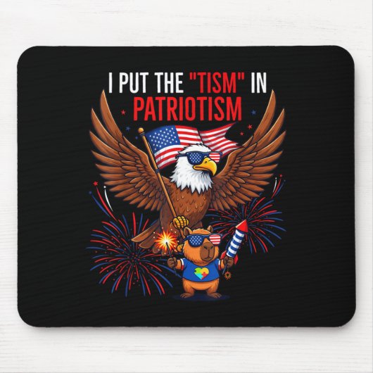 I Put The Tism In Patriotism Athletic Eagle Tism F マウスパッド (正面)