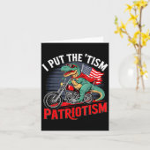 I Put The Tism In Patriotism Motorcycle Dinosaur  カード (黄色い花)