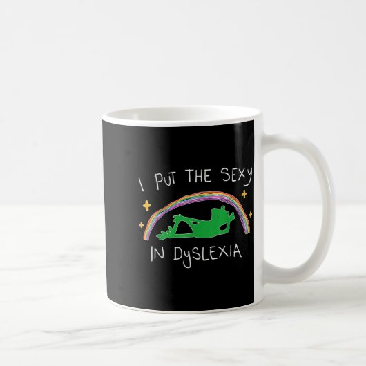 I Put The Y In Dyslexia Funny Cute Frog コーヒーマグカップ (右)