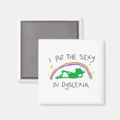 I Put The Y In Dyslexia Funny Cute Frog Saying Quo マグネット (正面/裏面)