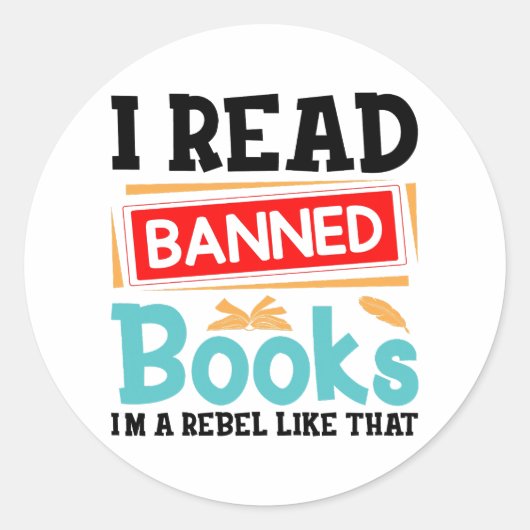 I Read Banned Books Librarian Reader ラウンドシール (正面)