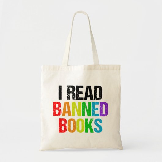 I Read Banned Books Rainbow トートバッグ (正面)