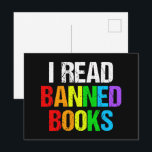 I Read Banned Books Rainbow ポストカード<br><div class="desc">I read banned books. A cool rainbow postcard for people who like reading LGBTQ novels and other things that have been removed from the school library. A cute liberal gift.</div>