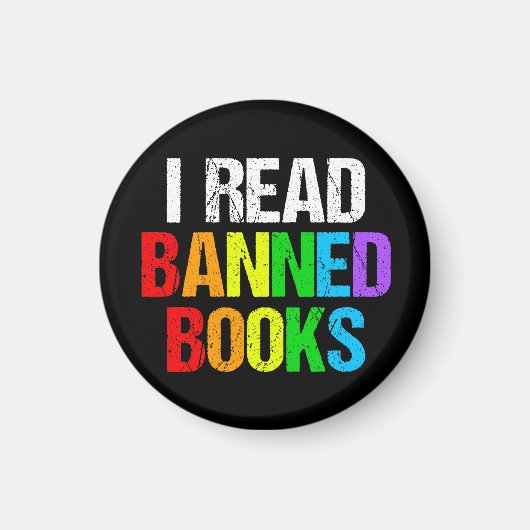 I Read Banned Books Rainbow マグネット (正面)
