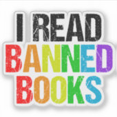 I Read Banned Books Rainbow Laptop シール (正面)