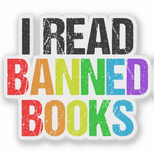 I Read Banned Books Rainbow Laptop シール (正面)