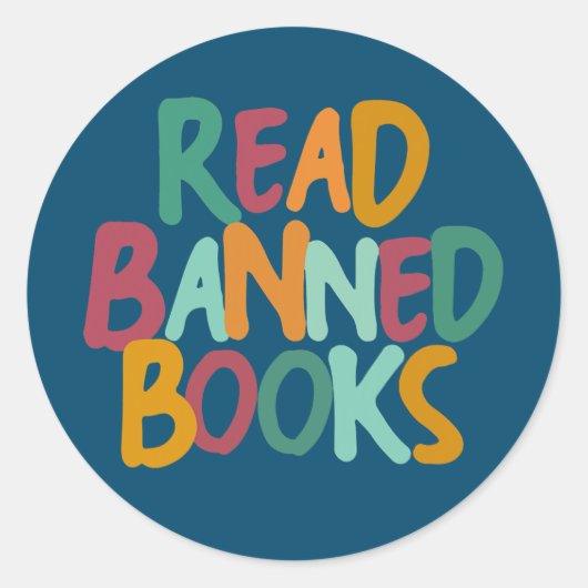 I Read Banned Books Reading Bookworm  ラウンドシール (正面)