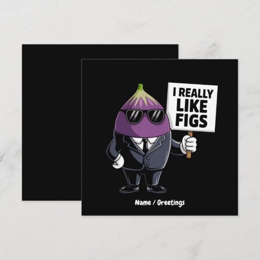I Really Like Figs Funny Fig Character Artwork 招待状 (正面/裏面)