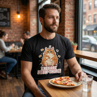 I Regret Meow Thing Funny Cat Pizza Party Tシャツ