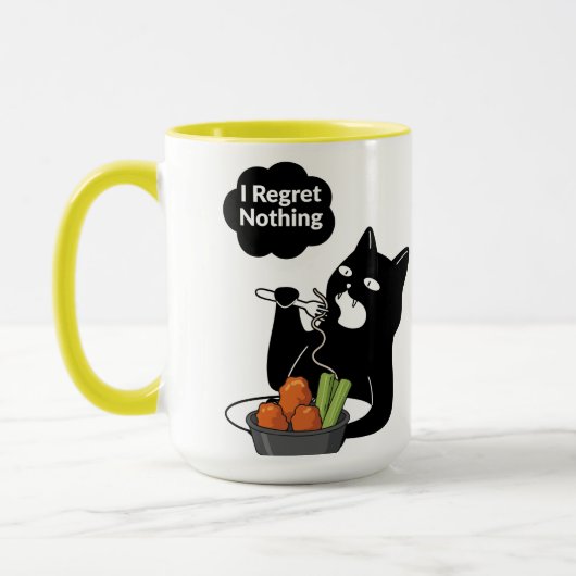 I Regret Nothing” Cat Eating Tea mug マグカップ (左)