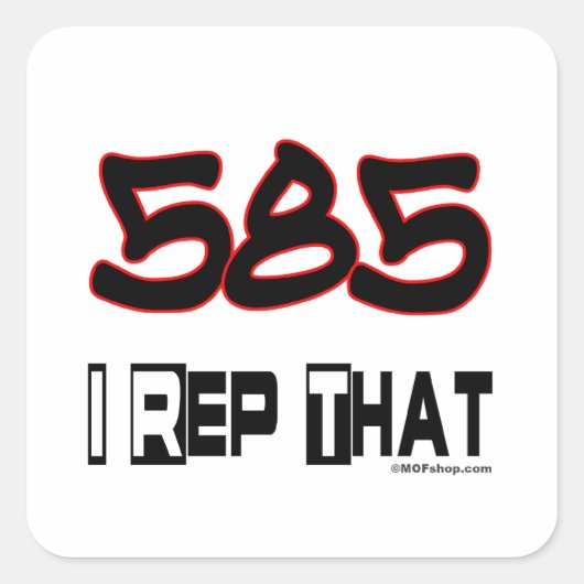I Rep That 585 Area Code スクエアシール (正面)
